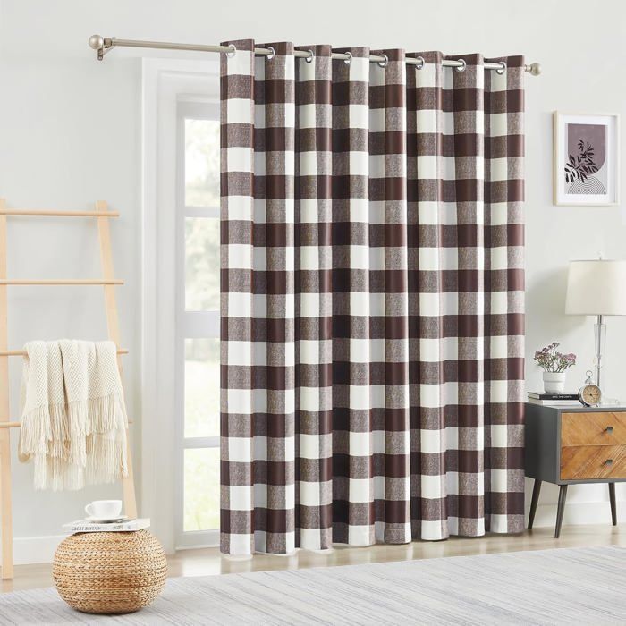 1 Panneau De Rideau Occultant Extra Large À Isolation Thermique Pour Porte Coulissante En Verre Séparateur De Salon 254 X[RO750]