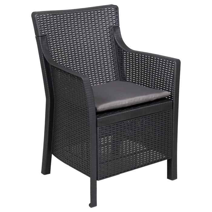 Fauteuil - vidaXL - PP - anthracite - 54 x 55 x 89 cm - coussins inclus 5978907