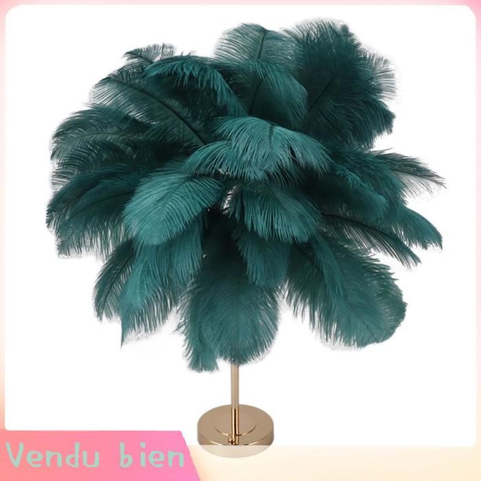 Garosa lampe de table en plumes USB Lampe de Table en plumes 3 couleurs interrupteur tactile à intensité linge lampe Vert foncé
