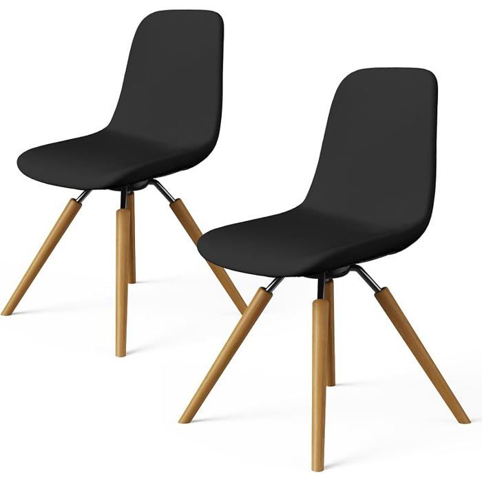 Housses de Chaise Salle à Manger Scandinave Extensible Universel 2 Pièces Noir Protège Chaise Lavable Amovible HOUSSE DE CHAISE
