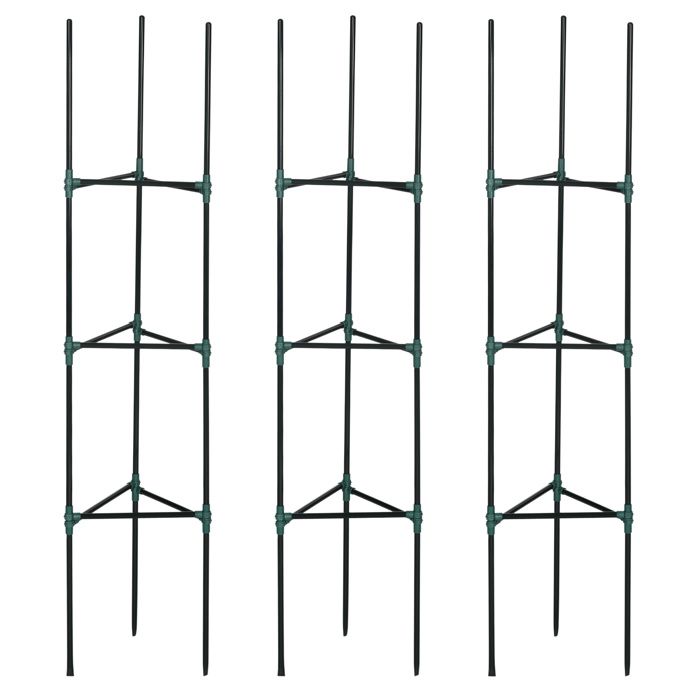 YWJ Jeu de 3 treillis de jardin pour plantes grimpantes avec cadre en acier 38 x 38 x 182 cm vert