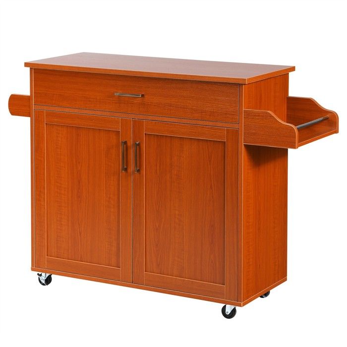 Design moderne desserte de cuisine roulante orange avec plan de travail et rangement pour cuisine ou salle à manger