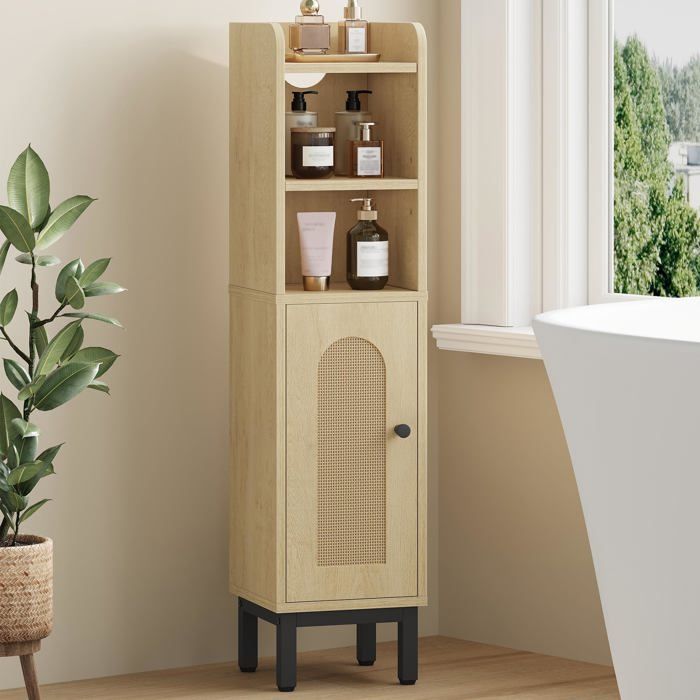 Meuble de Salle de Bain Meuble de Rangement de Salle de Bains Chêne Clair 20 × 20 × 83 cm 20 × 20 × 83 c PETIT MEUBLE DE RANGEMENT