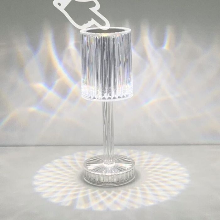 Lampe de table LED en cristal rechargeable sans fil avec gradation tactile