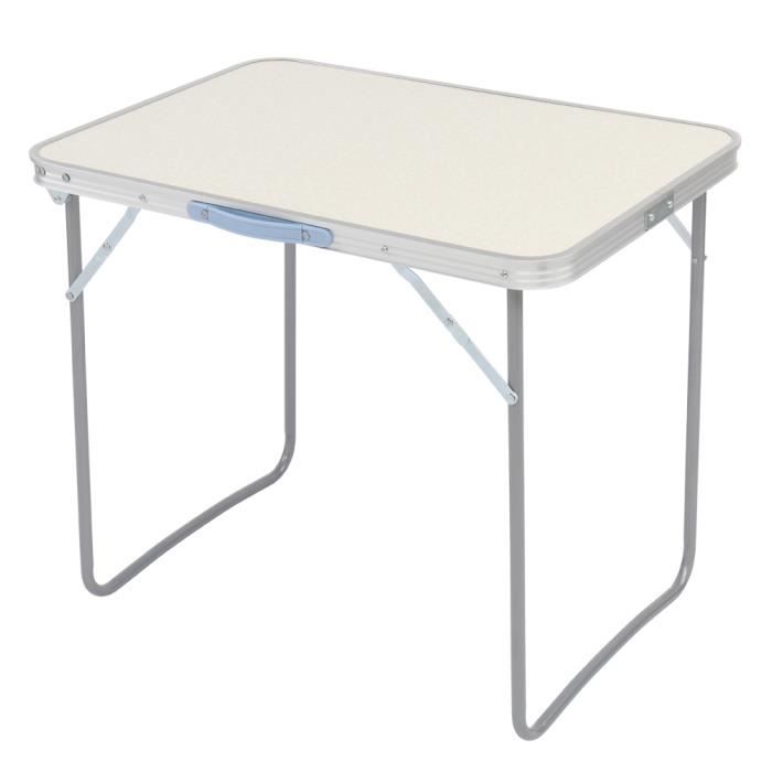 Table Pliante Camping Navaris - Bambou, Pieds Aluminium Réglables 42-65cm, 30kg Charge