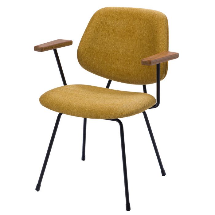 Chaise de salle à manger en tissu jaune et bois Arnold (lot de 2) - Amadeus Chaise de salle à manger en tissu jaune et bois Arnold (lot de 2) - Amadeus