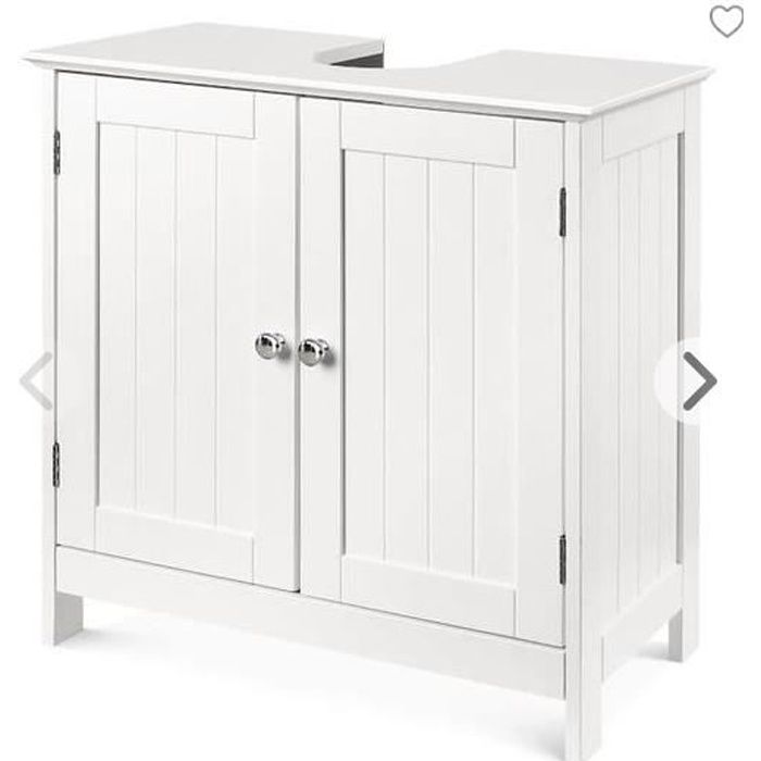 meuble sous lavabo de salle de bain en bois avec deux portes - blanc