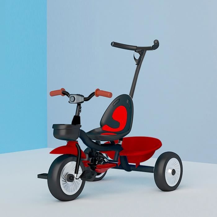 Tricyclette Tricycle pour Enfants,Poussette Pliante siège rotatif pour  enfants jardin-cour-parc 75*50*87cm noir rouge®HOMBUY