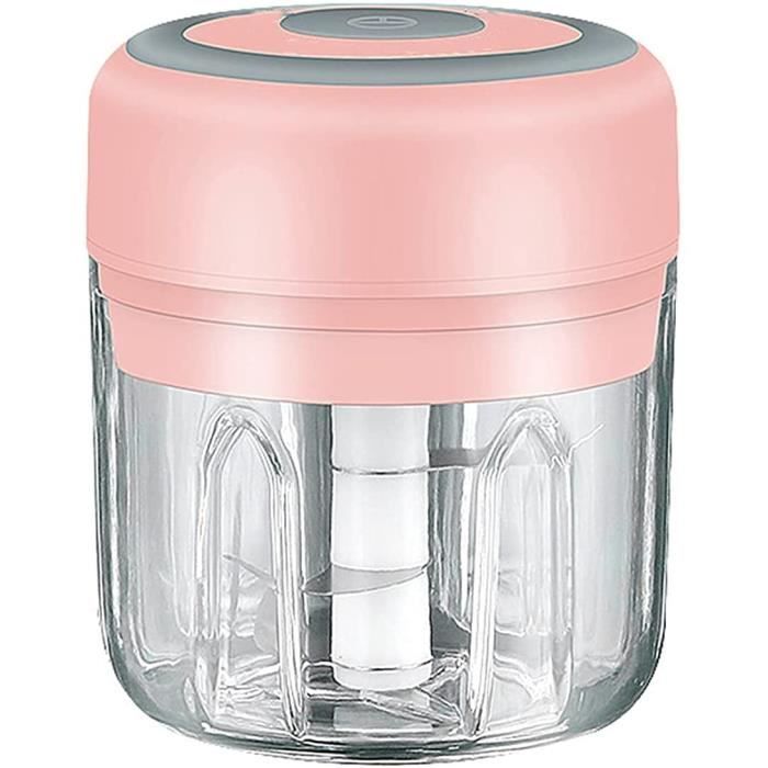 Mini Hachoir électrique - Domestique avec Deux Lames - Rose