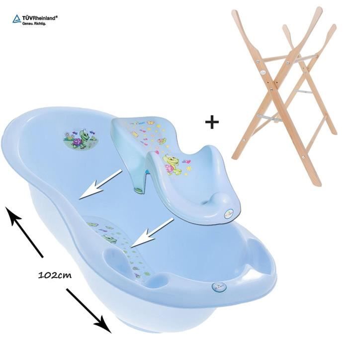 Gofuture Kit De 3 Pieces Baignoire Bebe 102 Cm Siege De Bain Support A Pieds Premium En Bois Veritable Bleu Avec Tortue Cdiscount Puericulture Eveil Bebe