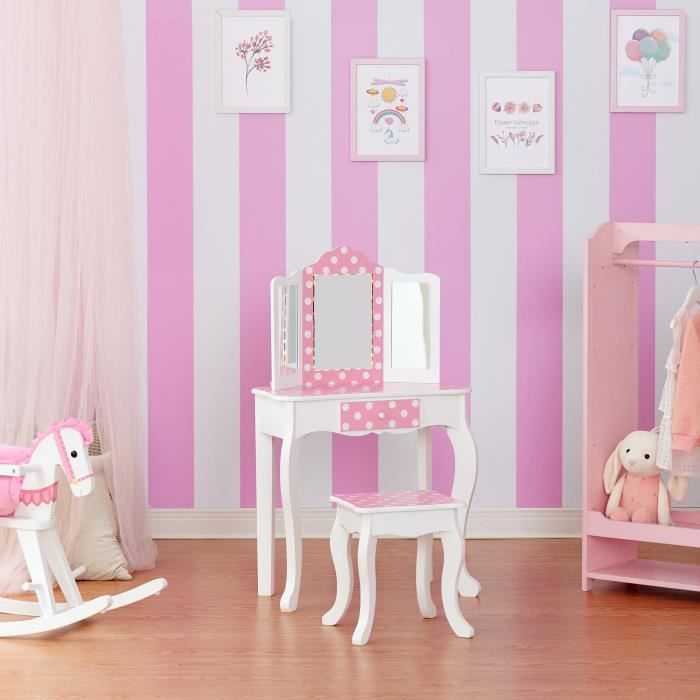 Coiffeuse enfant avec lumiere LED Teamson Kids rose/blanc 60 X 29 X 100 Coiffeuse enfant avec lumiere LED Teamson Kids rose/blanc 60 X 29 X 100