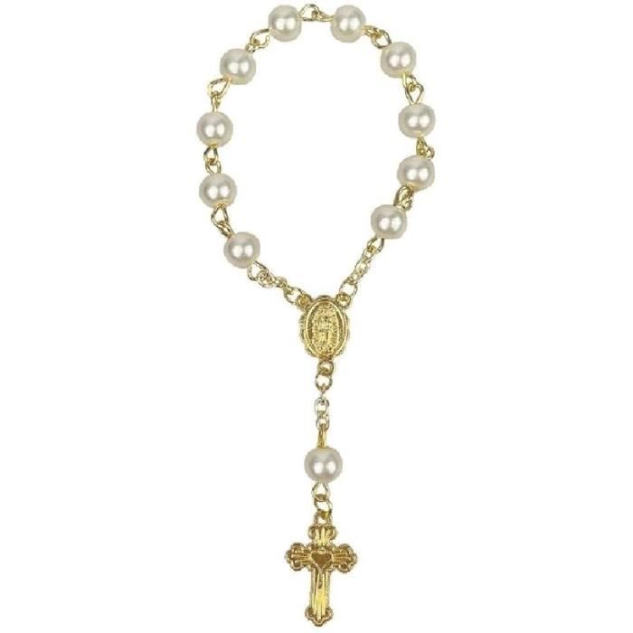 Coffret Cadeau Baptême Ours + Chapelet Bracelet – Souvenir Religieux Garçon Ou Fille, Chapelet Bleu Ours, Idéal Parrain/Marraine