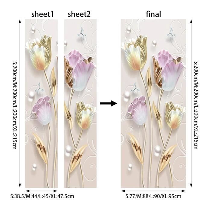 Film Autocollant Porte Vitré Bloom Iris - Décoration Abstraite Géométrique Florale 2 Rouleaux 38,6 X 200 Cm Pour Porte En Verre