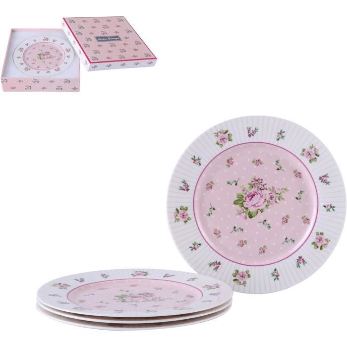 Assiettes à Dessert Royal Albert Old Country Roses - Lot De 4 En Porcelaine Fine, Bord Or 22 Carats, 20 Cm