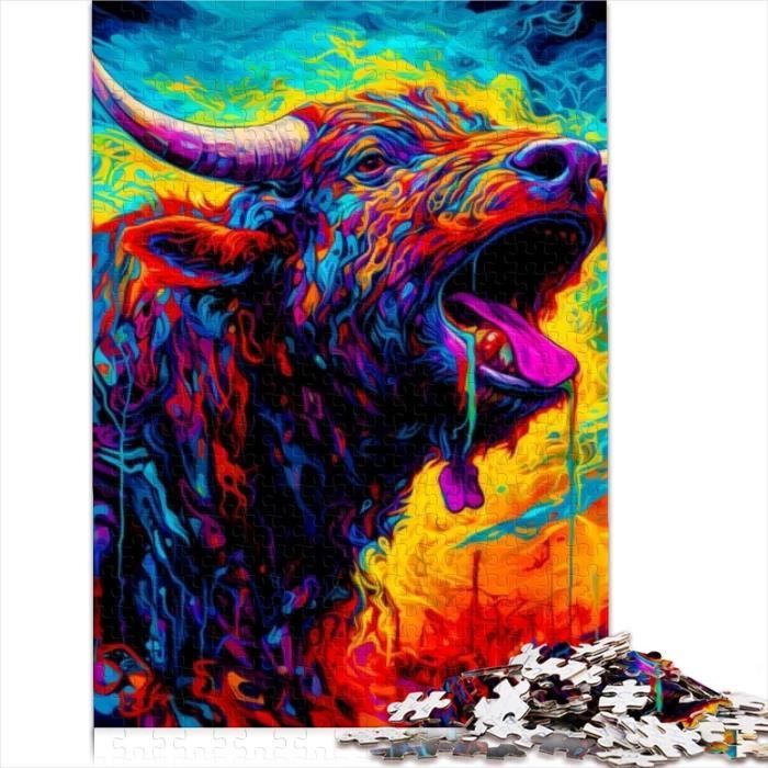 Excellent puzzle pour adultes - 300 pièces - Vache des Highlands - Jouets pour adultes - Cadeau - Décoration familiale - Puzzle pour enfants | Animal Puzzle for Adult Kids Home Decoration