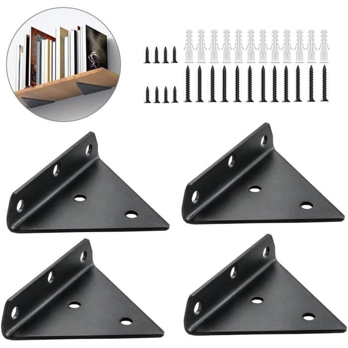 4 Supports Flottants Réglables Invisibles 76x20x125mm Acier Argent