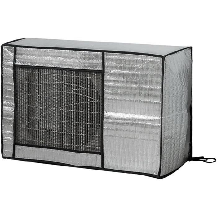 Housse de protection solaire pour climatiseur imperméable anti-poussière en feuille daluminium avec sangles de fixation 86x35x60cm