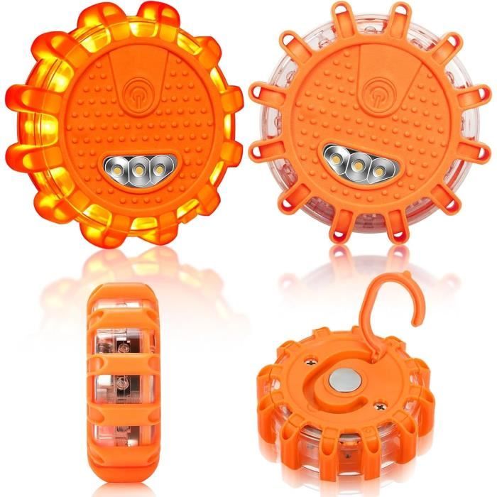 Gyrophare LED Rechargeable Sans Fil Orange - Magnétique Pour Véhicule & Urgences