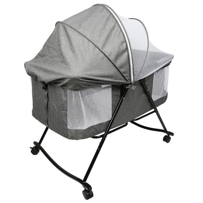 GRIS !!! Berceau Bébé Pliable + Matelas ∣ Lit Portable de Voyage + Moustiquaire ∣ 106*92*55cm