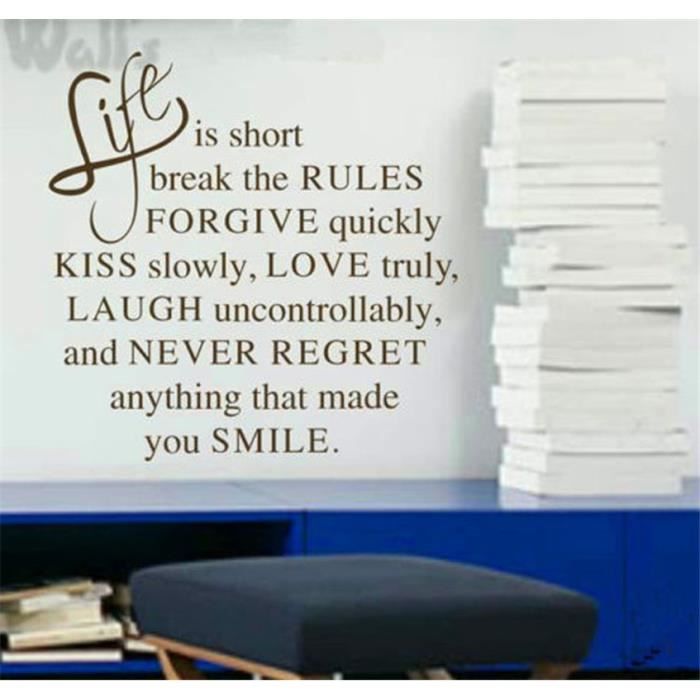 La Vie Est Courte Citation D Amour Wall Sticker Art Vinyle Autocollant Home Room Decor Amovible Cdiscount Maison