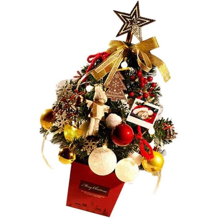 Mini Sapin de Noël de Table Sapin de Noël avec Ornements Poupée Baies