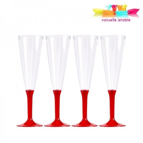 10 flûte à champagne jetables plastique 13cl rouge Cdiscount Maison