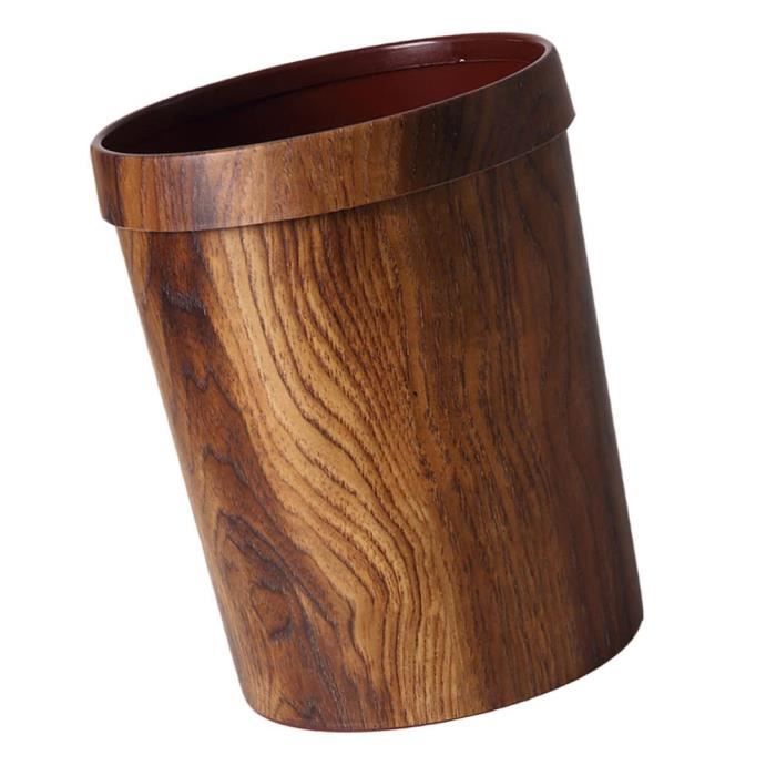 BEY-Poubelle ronde décorative en bois pour salle de bain salle de