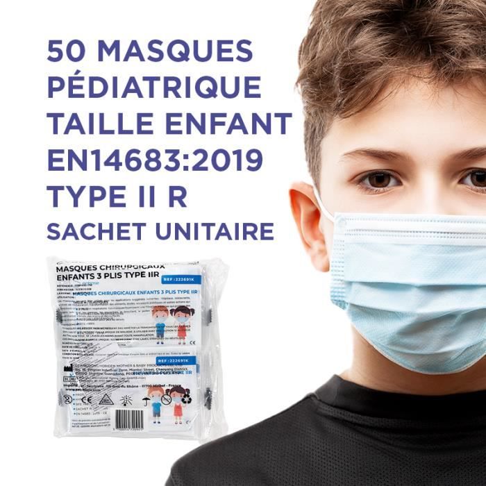 Masque Chirurgical Pédiatrique Enfant Type 2 Conforme EN14683:2019 - YLEA