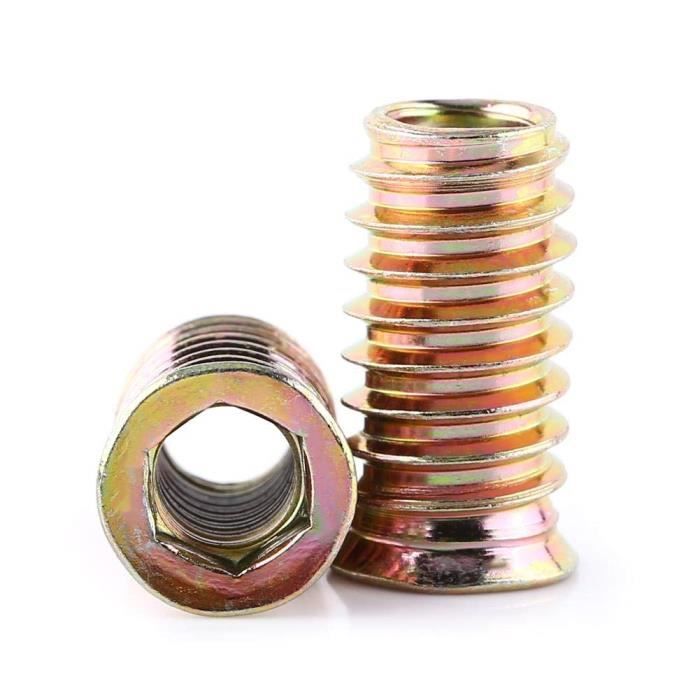 4 Écrous Inserts Filetés M4x10mm Pour Bois - Douille Hexagonale - Neuf Uxcell