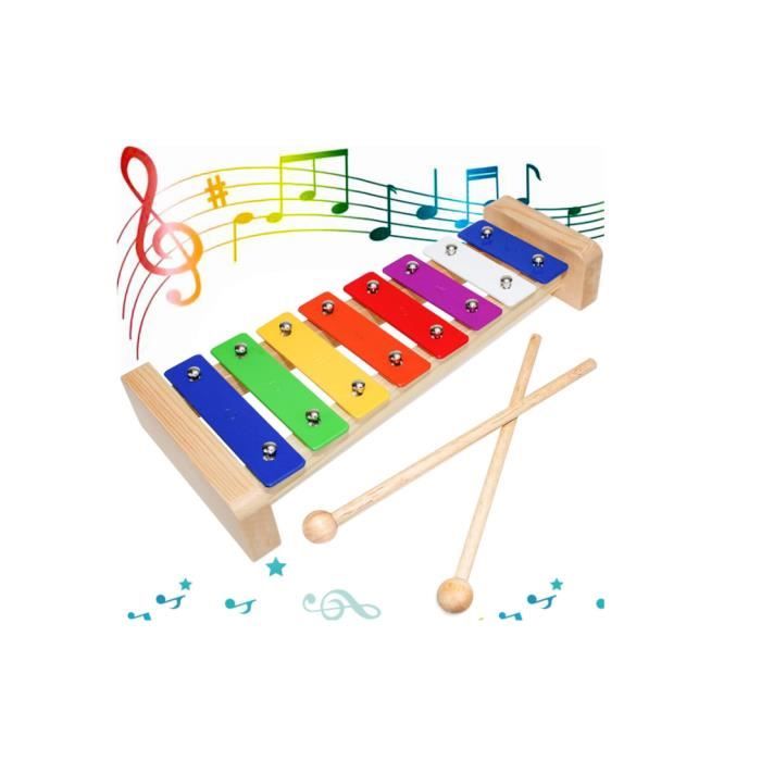 Hxlamzoo Jouets pour Enfants en 1 Jouet Xylophone Piano pour Bébé pour Tout-Petits de 1 à 3 Ans Xylophone Clavier à 8 Touches Multicolores Piano