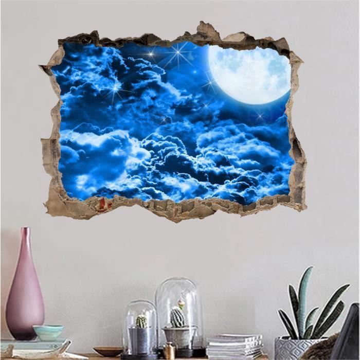 Autocollant Mural Basket 3D Brisé – Déco Chambre Garçon – Stickers Amovibles – 40x60 Cm – Salon, Chambre