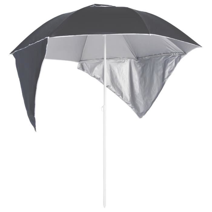 Parasol de patio - MVP - Anti-UV Parasol de plage avec parois latérales Anthracite 215 cm FR2571