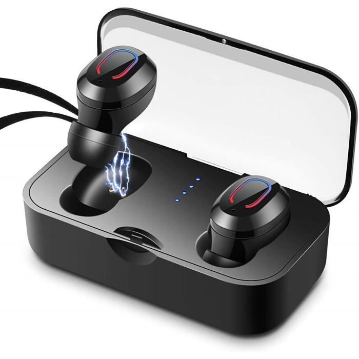 /Écouteur Bluetooth Sans Fil Sport,Oreillette intra-auriculaires Bluetooth L/éger St/ér/éo 40 Heures Playtime R/éduction du Bruit CVC8.0 avec Microphone HD et bo/îte de Recharge Casque pour Sport Smartphone