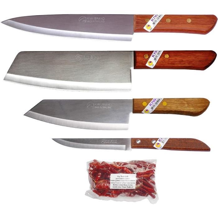 Kiwi 28821171501 lot de 4 couteaux de cuisine thaïlandais 30 g aiguisés de  isaan ban nong saeng nord thaïlande. - Cdiscount Bricolage
