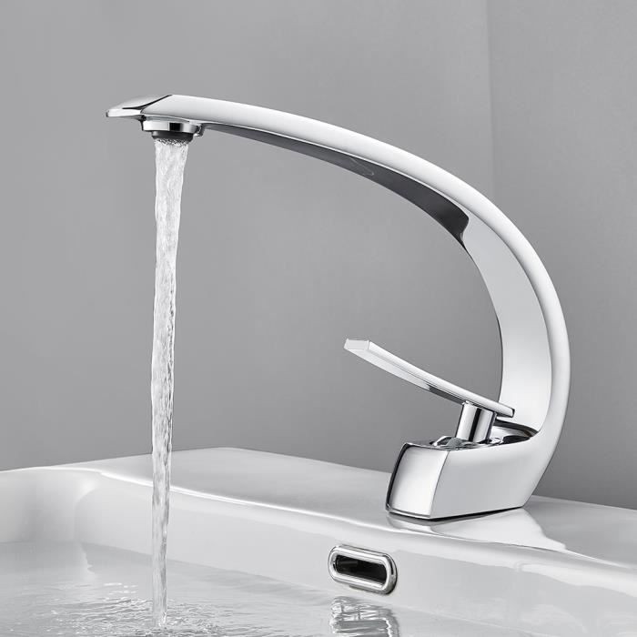 Robinet Lavabo Bec Haut Cascade Auralum - Mitigeur Salle De Bain Design