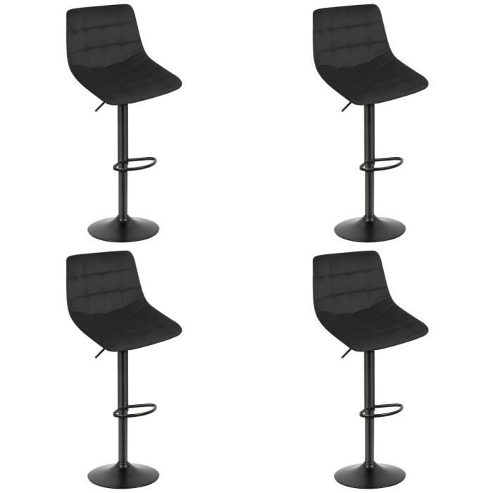 errolves®lot de 4-noir-tabourets de bar/chaise de bar avec dossier-hauteur réglable de 55-75 cm