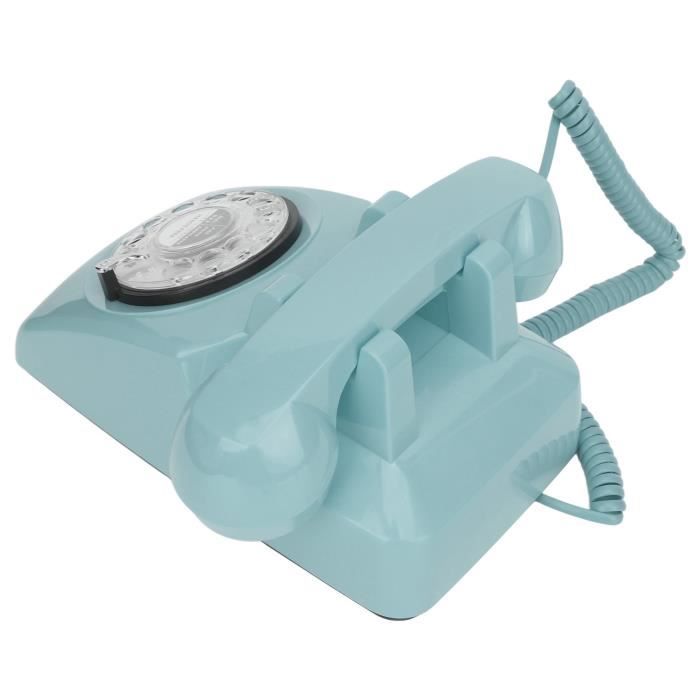 Téléphone Fixe Rotatif Rétro Blanc - Décoration Bureau, Salon - Fonctionnel Sans électricité - Style Vintage