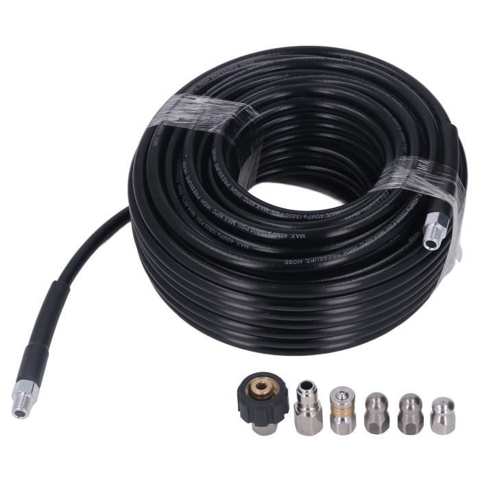 Kit Tuyau Nettoyage Canalisations 20 M, 180 Bar - Compatible K2 à K7, Buses 4 Jets, Adaptateur M22