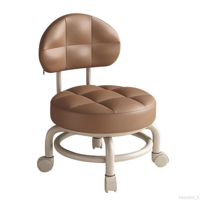 Tabouret Roulant Bas Avec Dossier - Siège Pivotant 360° - Repose-Pieds - Perfk - Gris