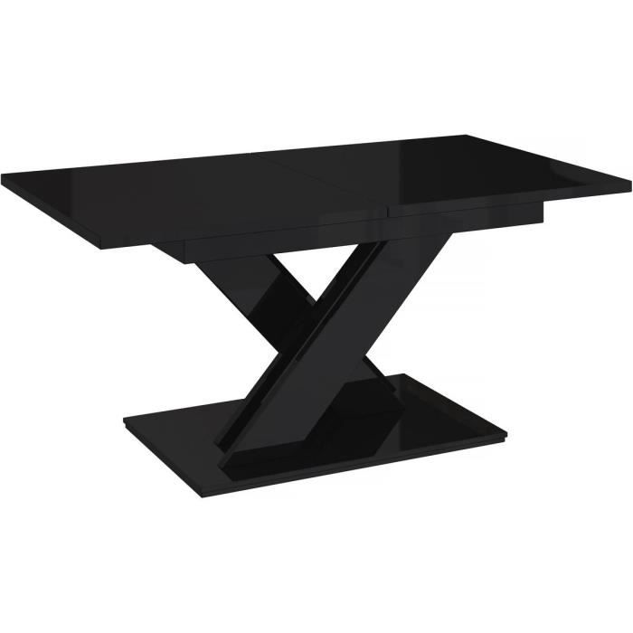 table repas extensible "bronx" - 140/180 x 80 x 75 cm - noir brillant 140/180 x 80 x 75 cm, noir brillant.