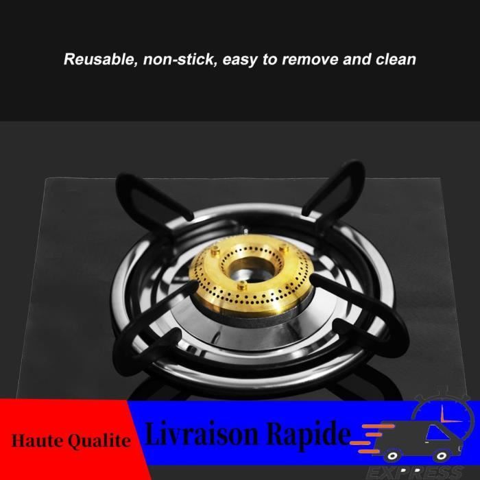 Protège Brûleurs Gaz Noir - Lot De 4, Haute Température, Facile à Nettoyer