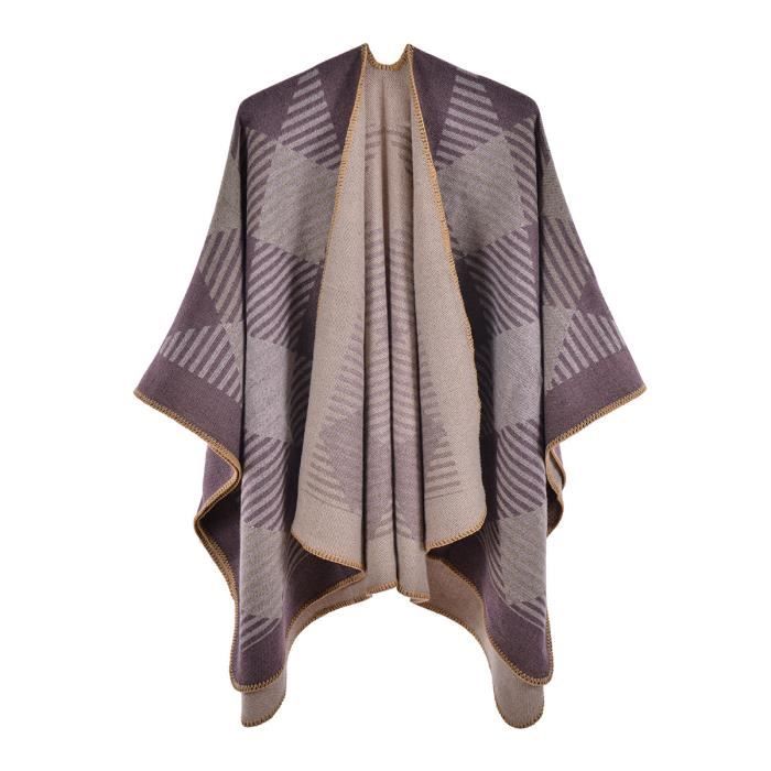 Poncho Femme Hiver - Cape Réversible En Faux Cachemire - 150x130 Cm