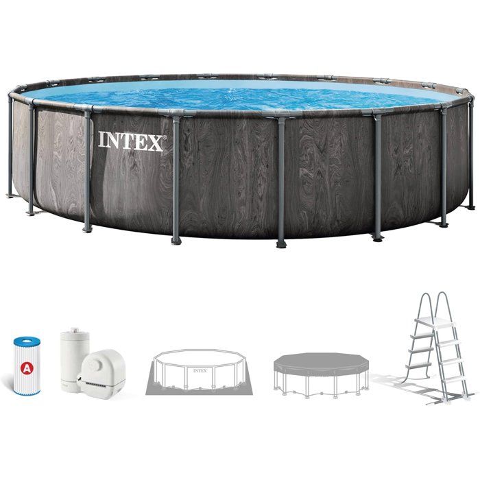 INTEX  Greywood Prism Frame - Piscine hors sol ronde &Oslash;549 x 122 cm