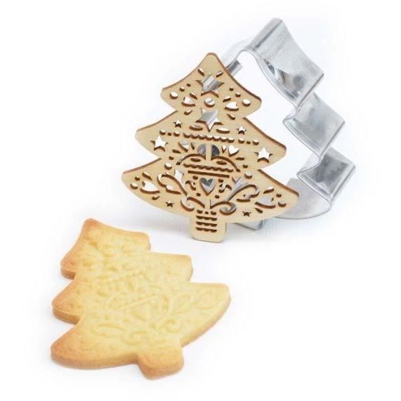 Découpoir en inox + Embosseur en bois - Sapin