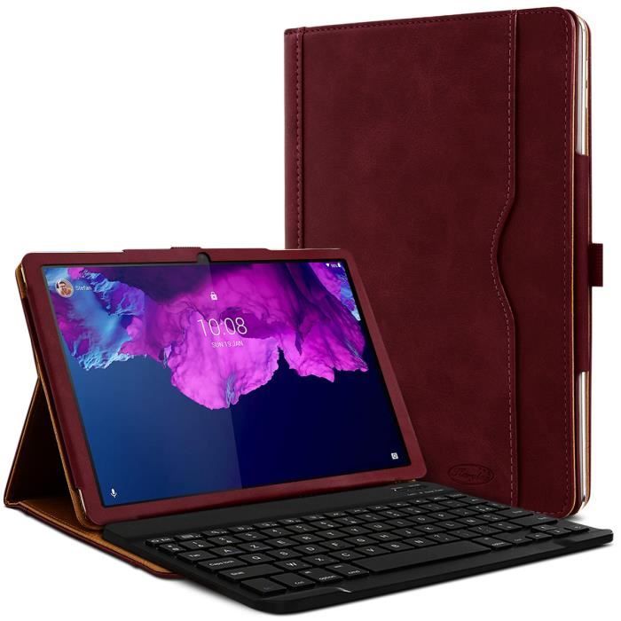 Clavier AZERTY Lenovo Tab P11 2021 Étui de Protection Bordeau Compatible TB J608 Synthétique