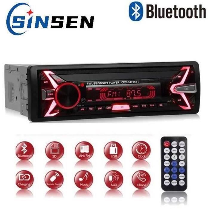 Betian-SINSEN Autoradio Bluetooth 7 Couleurs Stereo FM Radio 4x60W ...