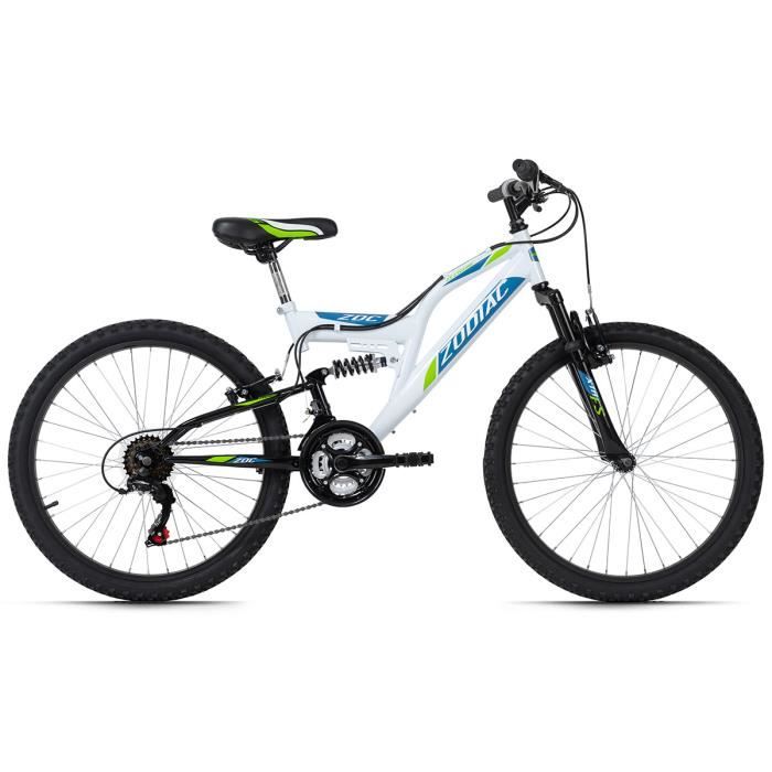 VTT enfant tout suspendu KS Cycling Zodiac blanc-vert 24\