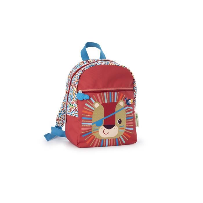 Sac à dos - LILLIPUTIENS - Jack le Lion - Rouge - Enfant (Maternelle) - Bretelles ajustables