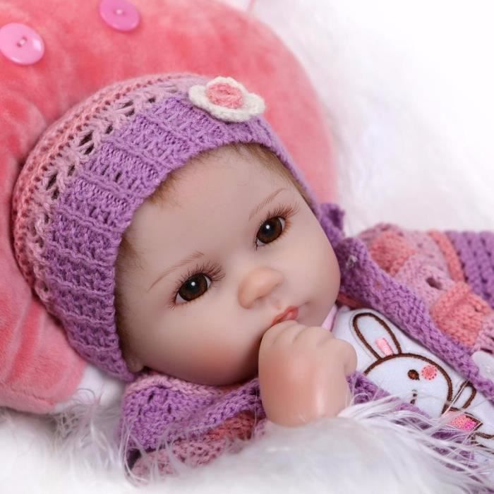 poupées de bébés reborn 42cm silicone pour filles jouets réalistes nouveau-né bonecas avec oreiller vêtements roses
