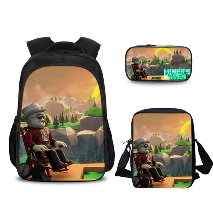 Lot de 3 Sac a dos ecole Cartable college Roblox Sac dos Cartable ecole college scolaire enfant 